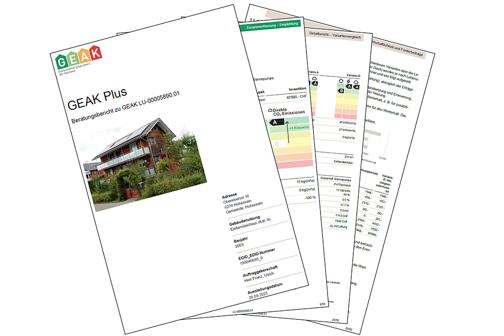 GEAK Plus Dokumente, ausgestellt von Franz Ulrich, Lindenberg Energie GmbH